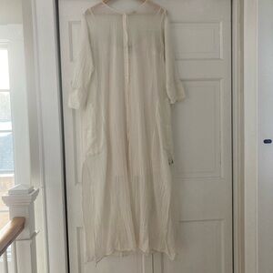 Theory | Elegant Sheer White Maxi Dress With Integrated Slip